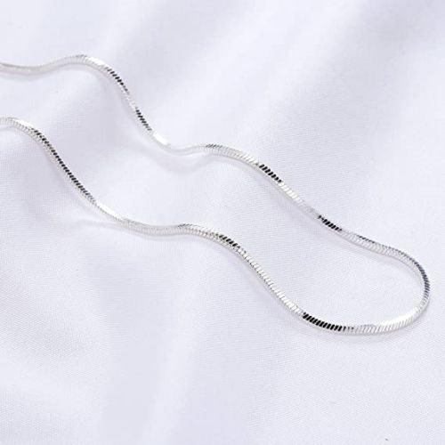 TEWIKY Fine Jewlry Necklaces Dainty Flat Snake Chain Necklace Silver