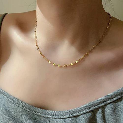TEWIKY Fine Jewlry Necklaces Dainty Lips Chain Necklace Gold