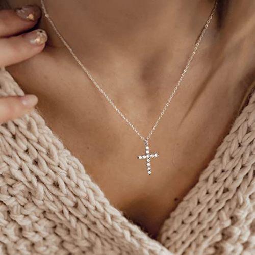 Cz diamond cross necklace Clearance