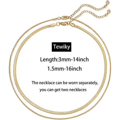 TEWIKY Fine Jewlry Necklaces Layered Flat Snake Necklace Gold