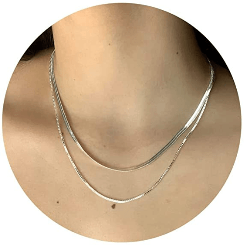 TEWIKY Layered Flat Snake Necklace TEWIKY Layered Flat Snake Necklace