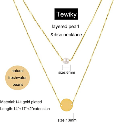 TEWIKY Fine Jewlry Necklaces Layered Pearl & Disc Necklace Gold