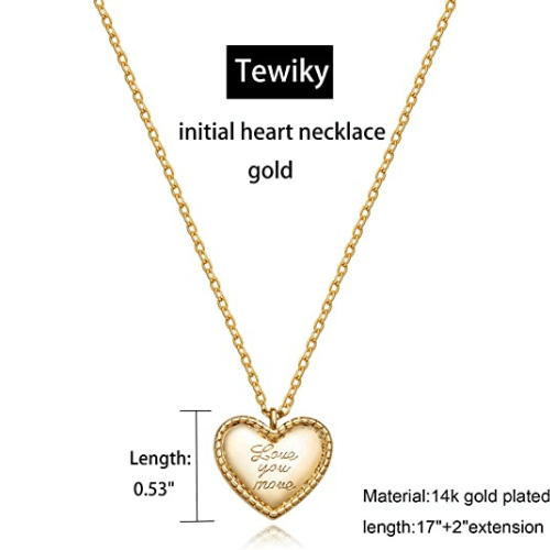 TEWIKY Fine Jewlry Necklaces Love Your Mom Heart Shaped Necklace Gold