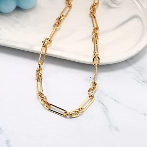 TEWIKY Fine Jewlry Necklaces Paperclip Chain Necklace Gold