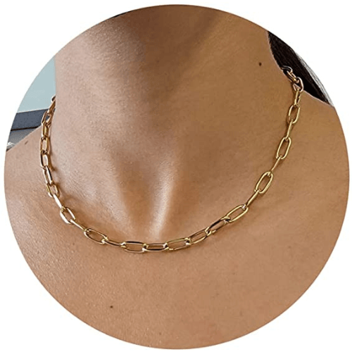 TEWIKY Fine Jewlry Necklaces Paperclip Choker Necklace Gold
