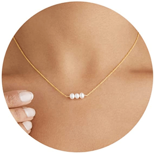 TEWIKY Fine Jewlry Necklaces Pearl Choker Necklace Gold