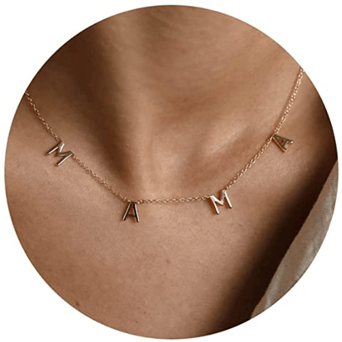 TEWIKY Fine Jewlry Necklaces Simple MAMA Letter Necklace Gold