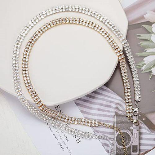 TEWIKY Fine Jewlry Necklaces Sparking Rhinestone Double Layer Tennis Necklaces Silver & Gold