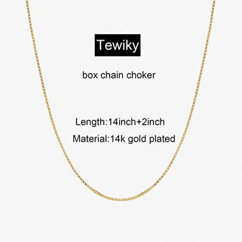 TEWIKY Fine Jewlry Necklaces Thin Box Chain Necklace Gold