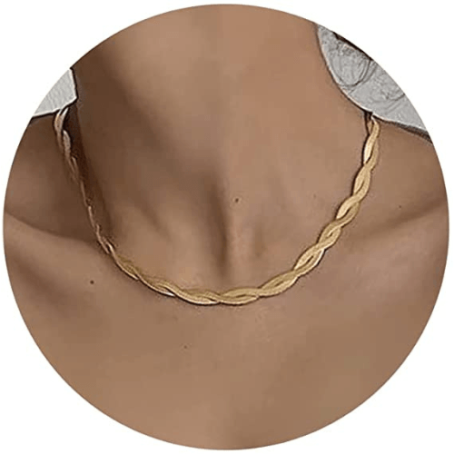 TEWIKY Fine Jewlry Necklaces Twist Herringbone Snake Chain Necklace Gold