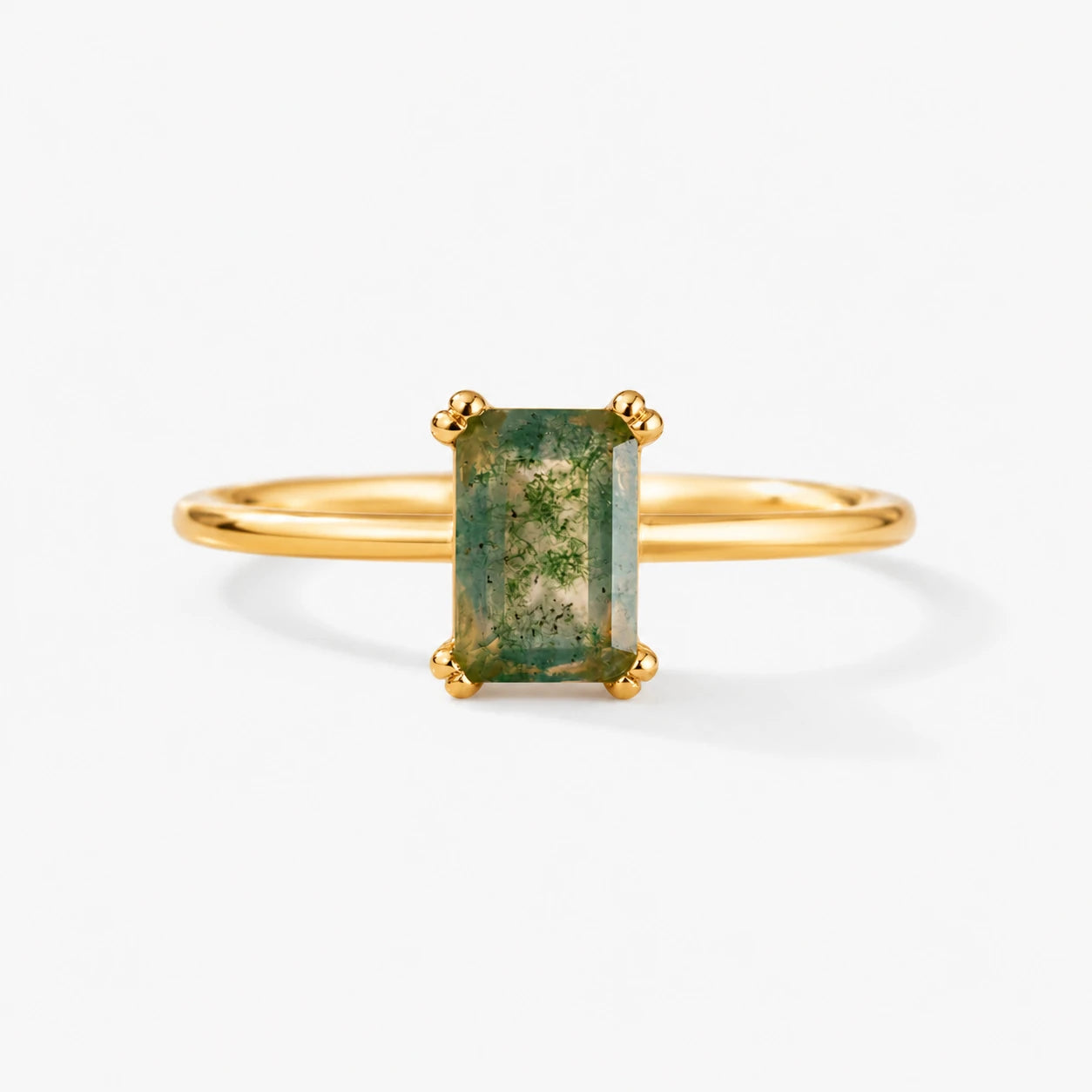 Green Gemstone Rectangular Ring